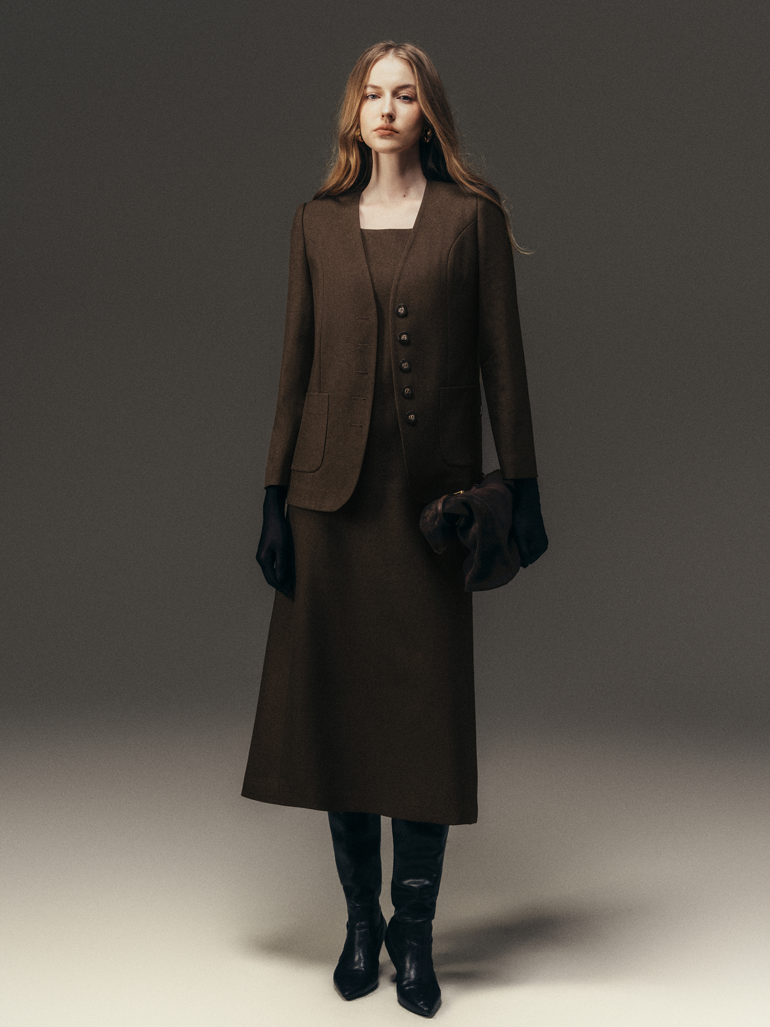 Áo vest cổ tim 2 túi ốp trước_V.1-3853 + A.3173